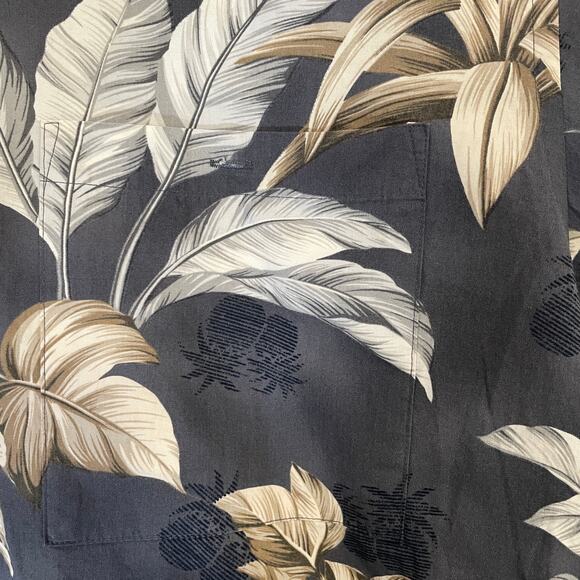 VTG Campia Moda Hawaiian Shirt Black Beige Floral Print Men’s L 100% Cotton - Picture 4 of 10